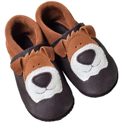 Kinder Lederpuschen Krabbelschuhe Bio-Leder "Hund" Gr.20/21