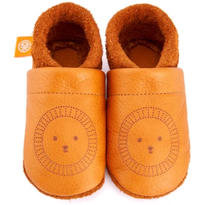 Kinder Lederpuschen Krabbelschuhe Bio-Leder "Löwe" indian summer Gr. 20/21