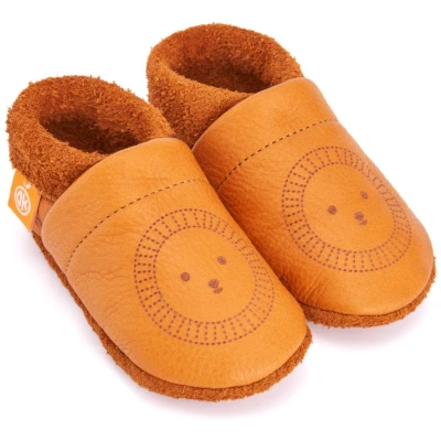 Kinder Lederpuschen Krabbelschuhe Bio-Leder "Löwe" indian summer Gr. 20/21