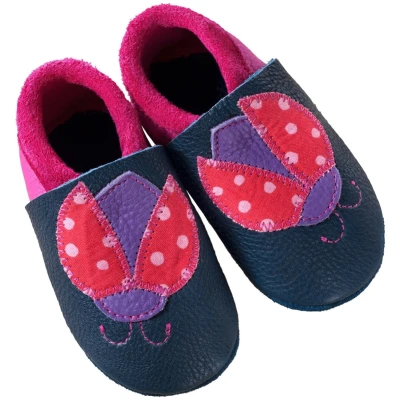 Kinder Lederpuschen Krabbelschuhe Bio-Leder "Marienkäfer" Gr.26/27