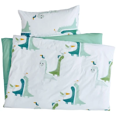 Kinderbettwäsche Bio-Baumwolle Dino Bettbezug 100 x 135 cm, Kissen 40 x 60 cm