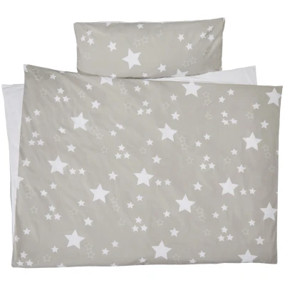 Kinderbettwäsche Bio-Baumwolle Stern Grau Bettbezug 100 x 135 cm, Kissen 40 x 60 cm