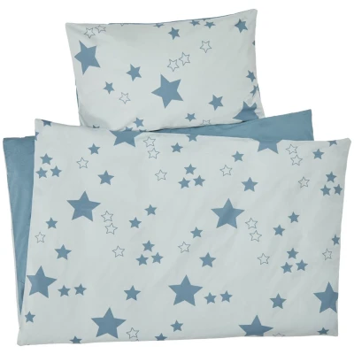 Kinderbettwäsche Bio-Baumwolle Stern Mint Bettbezug 100 x 135 cm, Kissen 40 x 60 cm