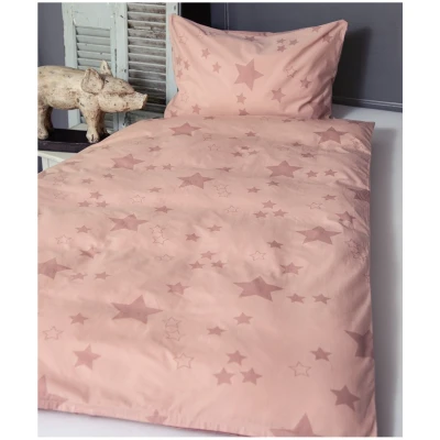 Kinderbettwäsche Bio-Baumwolle Stern Rosa Bettbezug 100 x 135 cm, Kissen 40 x 60 cm