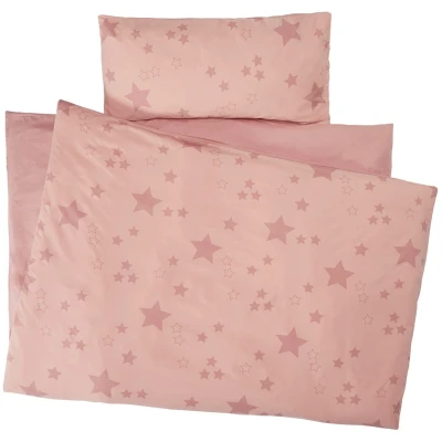 Kinderbettwäsche Bio-Baumwolle Stern Rosa Bettbezug 135 x 200 cm, Kissen 40 x 80 cm