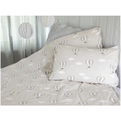 Kinderbettwäsche zum Wenden Bio-Baumwolle Jersey Heißluftballon Bettbezug 100 x 135 cm, Kissen 40 x 60 cm