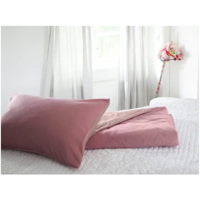 Kinderbettwäsche zum Wenden Bio-Baumwolle Jersey Mauve Bettbezug 100 x 135 cm, Kissen 40 x 60 cm