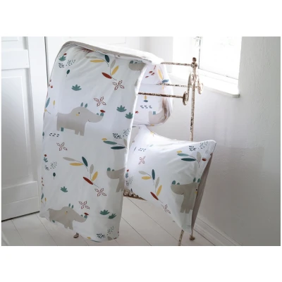 Kinderbettwäsche zum Wenden Bio-Baumwolle Jersey Nala Nashorn Bettbezug 100 x 135 cm, Kissen 40 x 60 cm