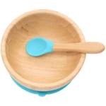 Kindergeschirr Schüssel mit Löffel und Saugnapf, aus Bambus, blau Durchmesser 14 cm, 4,5 cm tief