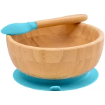 Kindergeschirr Schüssel mit Löffel und Saugnapf, aus Bambus, blau Durchmesser 14 cm, 4,5 cm tief