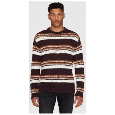 KnowledgeCotton Apparel Sommerlicher Strickpullover HANDCRAFTED STRIPED aus Bio-Baumwolle