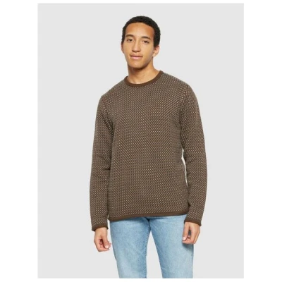 KnowledgeCotton Apparel Strickpullover Jacquard crew neck knit - Regenerative Organic Certified aus Bio-Baumwolle