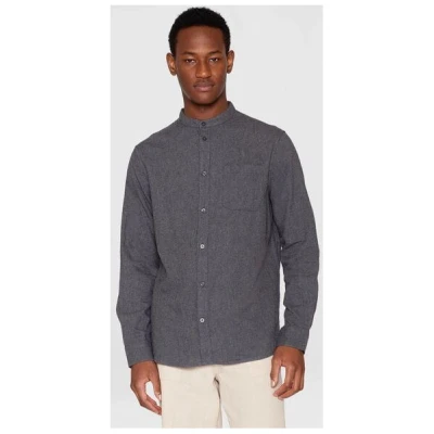 KnowledgeCotton Apparel weiches Flannelhemd - Melangé Flannel Stand Collar Shirt - aus biologisch angebauter Baumwolle