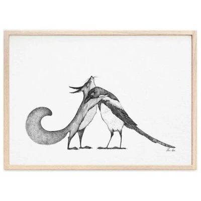 Kunstdruck "Eichhörnchen und Elster" von LIGARTI | A4, A3 oder A2 | Wandbild | Poster | Kunst