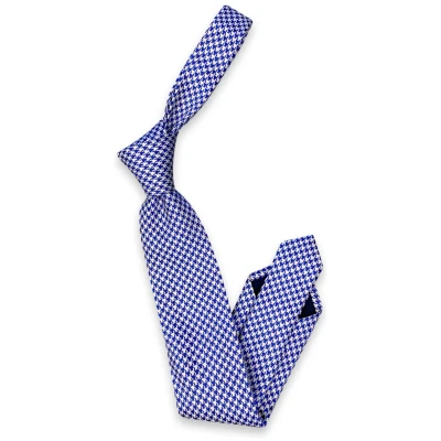 Lauria Krawatte blau/grau Hahnentritt