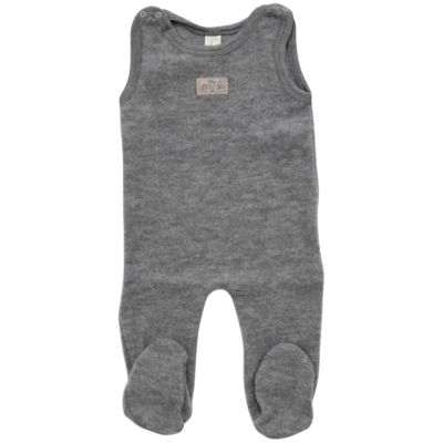Lilano Baby Strampler mit Fuß Bio-Merinowolle Wollplüsch grau Gr.56