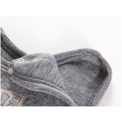 Lilano Baby Strampler mit Fuß Bio-Merinowolle Wollplüsch grau Gr.56