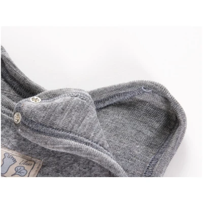 Lilano Baby Strampler mit Fuß Bio-Merinowolle Wollplüsch grau Gr.56