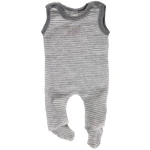 Lilano Baby Strampler mit Fuß Bio-Merinowolle Wollplüsch grau-natur Gr.56