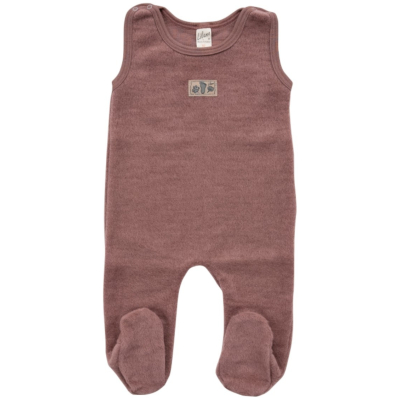 Lilano Baby Strampler mit Fuß Bio-Merinowolle Wollplüsch mauve Gr.56