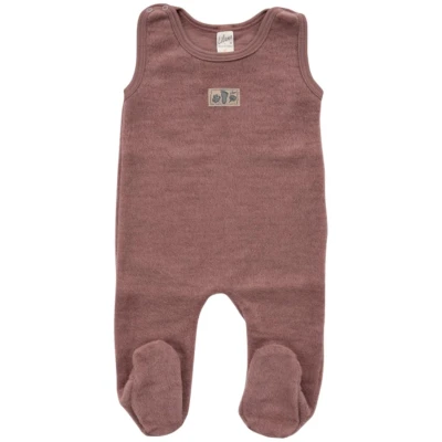 Lilano Baby Strampler mit Fuß Bio-Merinowolle Wollplüsch mauve Gr.56