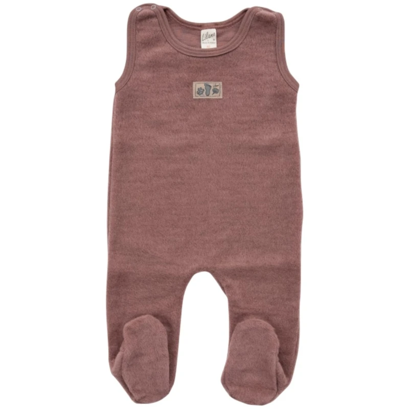 Lilano Baby Strampler mit Fuß Bio-Merinowolle Wollplüsch mauve Gr.56
