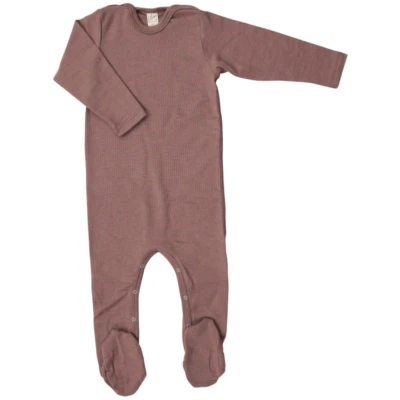 Lilano Baby Strampler mit Fuß Wolle Seide mauve Gr.56