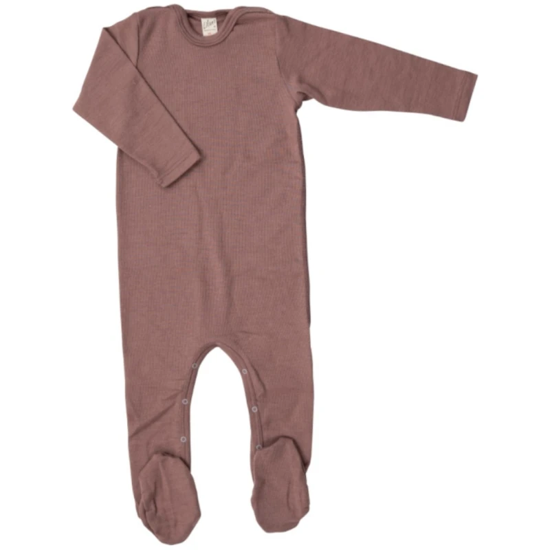 Lilano Baby Strampler mit Fuß Wolle Seide mauve Gr.56