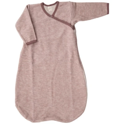 Lilano Schlafsack Baby Bio-Merinowolle Frottee-Plüsch mauve geringelt Gr.50/56