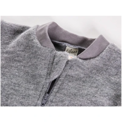 Lilano Schlafsack Baby langer Arm Bio-Merinowolle grau Gr.50/56