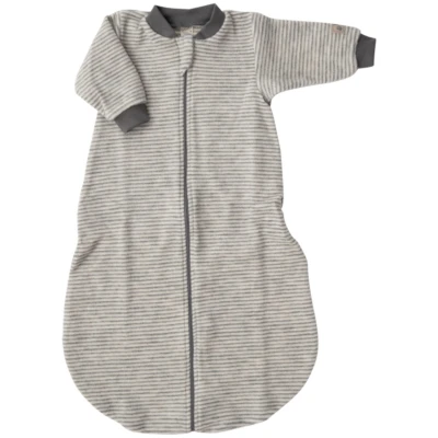 Lilano Schlafsack Baby langer Arm Bio-Merinowolle grau-natur Gr.50/56