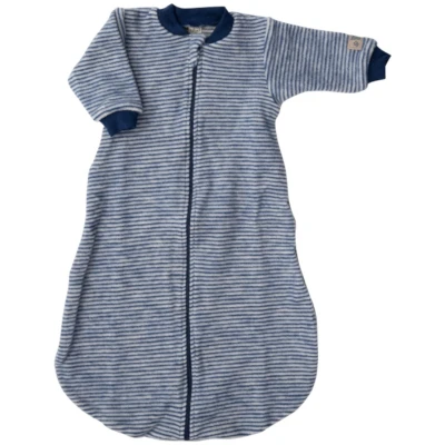 Lilano Schlafsack Baby langer Arm Bio-Merinowolle marine-geringelt Gr.50/56
