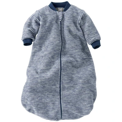 Lilano Schlafsack Baby langer Arm Bio-Merinowolle marine-geringelt Gr.50/56