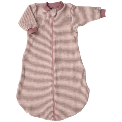 Lilano Schlafsack Baby langer Arm Bio-Merinowolle mauve-geringelt Gr.50/56