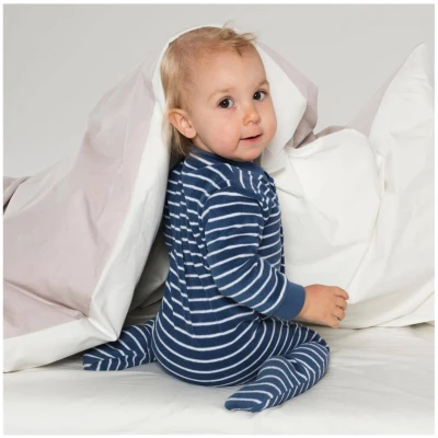 Living Crafts Baby und Kinder Schlafanzug Bio-Baumwolle Frottee marine-weiß gestreift Gr.62