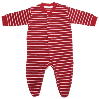 Living Crafts Baby und Kinder Schlafanzug Bio-Baumwolle Frottee rot-weiß gestreift Gr.62