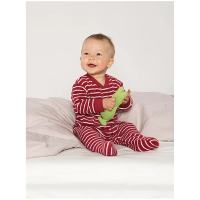 Living Crafts Baby und Kinder Schlafanzug Bio-Baumwolle Frottee rot-weiß gestreift Gr.62