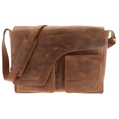 MoreThanHip Große Laptoptasche 15,6" Ökoleder - Glasgow vintage oder dunkel braun