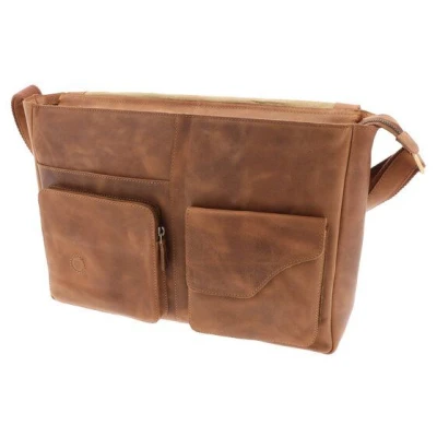 MoreThanHip Große Laptoptasche 15,6" Ökoleder - Glasgow vintage oder dunkel braun