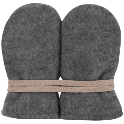 PURE PURE by Bauer Baby Handschuhe Fäustlinge Bio-Merinowolle Fleece schiefer Gr. 0 (0-6 Monate)
