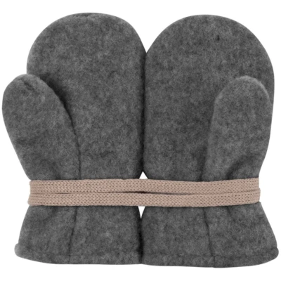 PURE PURE by Bauer Baby Handschuhe Fäustlinge Bio-Merinowolle Fleece schiefer Gr.1 (6-12 Monate)