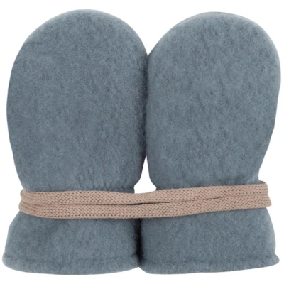 PURE PURE by Bauer Baby Handschuhe Fäustlinge Bio-Merinowolle Fleece storm blue Gr. 0 (0-6 Monate)