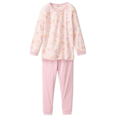 People Wear Organic Pyjama, rosa bedruckt, "Pferde", Bio-Baumwolle