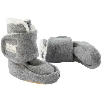 Pickapooh Baby Hausschuhe Babyschuhe Walk-Boots mit Klettverschluss melange-grau Gr. 2 (3-6 Monate)