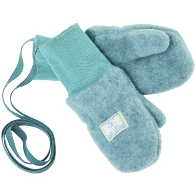 Pickapooh Baby und Kinder Fäustlinge Bio-Schurwolle Fleece sea green Gr.2 (bis 2 Jahre) mit Daumen