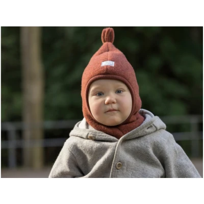 Pickapooh Baby und Kinder Schlupfmütze Bio-Schurwolle Fleece redwood Gr.48