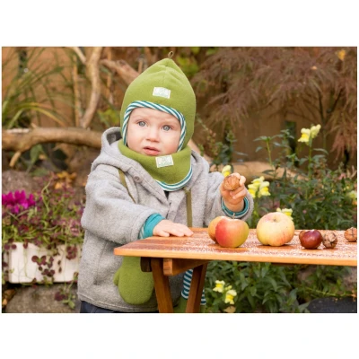 Pickapooh Kinder Mütze Bio-Merinowolle Fleece moosgrün Gr.48