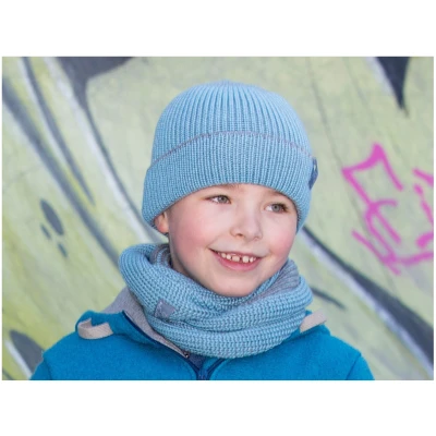 Pickapooh Kinder Mütze "Walter" Bio Schurwolle blau-grau Gr.1 (48-50)