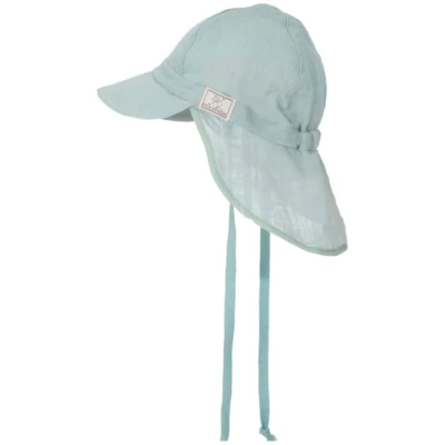 Pickapooh Kinder Mütze mit Nackenschutz Musselin blue surf Gr.46