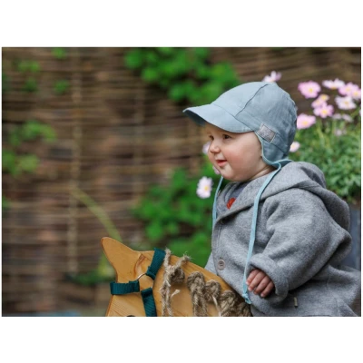 Pickapooh Kinder Mütze mit Nackenschutz Musselin blue surf Gr.46
